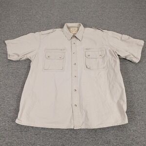 Vintage Cabela's Shirt Mens XL Beige Safari Series Short Sleeve Cotton Button Up